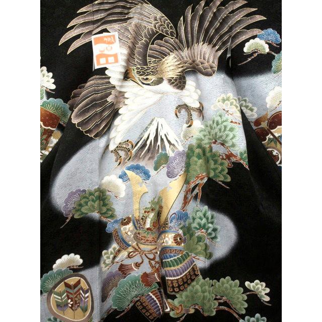 新品 0051 セール！お宮参り 正絹祝い着 男の子用熨斗目 黒地 富士・兜