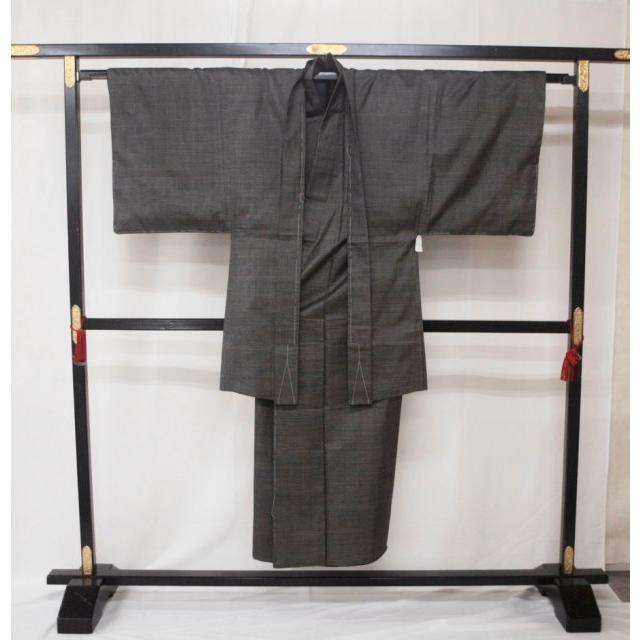 美品 0005 大島紬 男物アンサンブル着物 L 焦げ茶色（中古） : きもの 