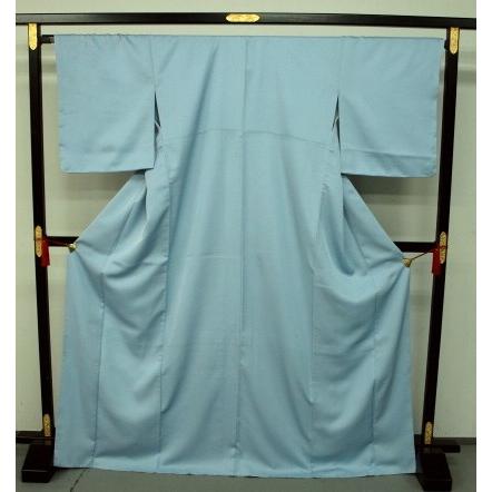 【良品✨】東レシルック　洗える着物　色無地　袷　紋意匠　水色　紋付　A4 TORAY 東レシルック色無地 袷 紋意匠 水色0586 お仕立て上がり