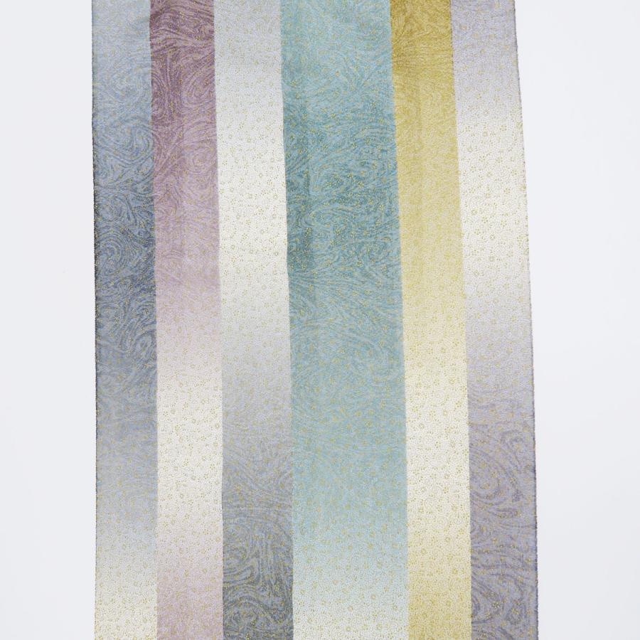 反物 小紋 縞 墨流し マーブリング 空花 金彩 久住カラー 京都府知事賞 証紙付き 正絹 シルク 未仕立て お見舞い