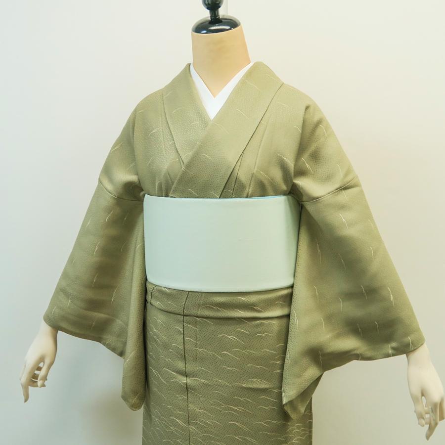 セール 付け下げ 抹茶地 波紋 薄い抹茶 あられ地紋 正絹 着物 グリーン 