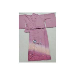 正絹手描き訪問着 山田四郎作 薄あずき色 花柄 未仕立て : きもの美