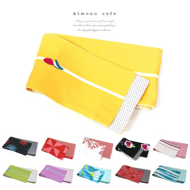 浴衣帯 Kimono Cafe オリジナル 綿の半巾帯 プリント 細帯 半幅帯 浴衣用帯 半巾帯 浴衣 小紋 結び方 コットン 洗える 可愛い 大人 着物 洒落 Cf キモノカフェ 通販 Yahoo ショッピング