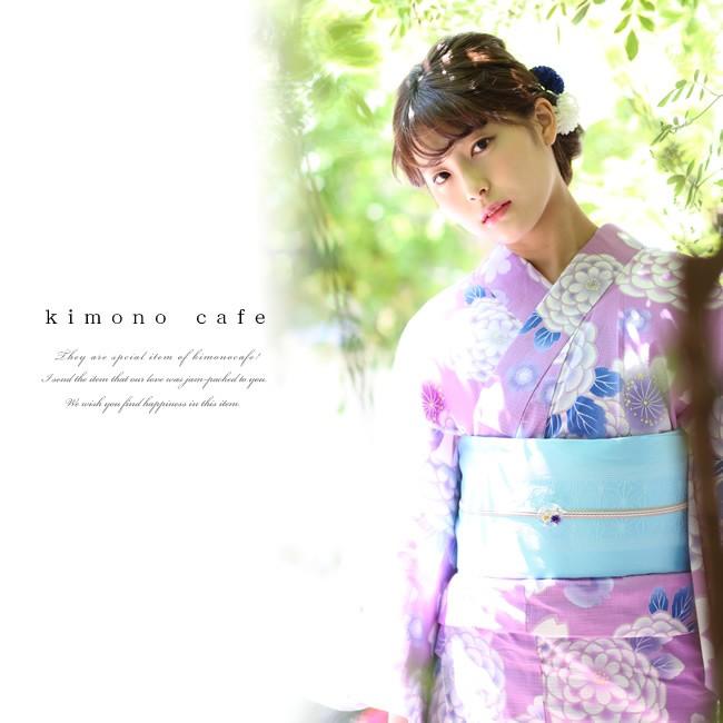 Line友達登録で10 Offクーポン 浴衣 セット レディース 浴衣セット 紫ピンク 菊柄 帯は水色系 女性用 仕立て上がり フリーサイズ Cf キモノカフェ 通販 Yahoo ショッピング