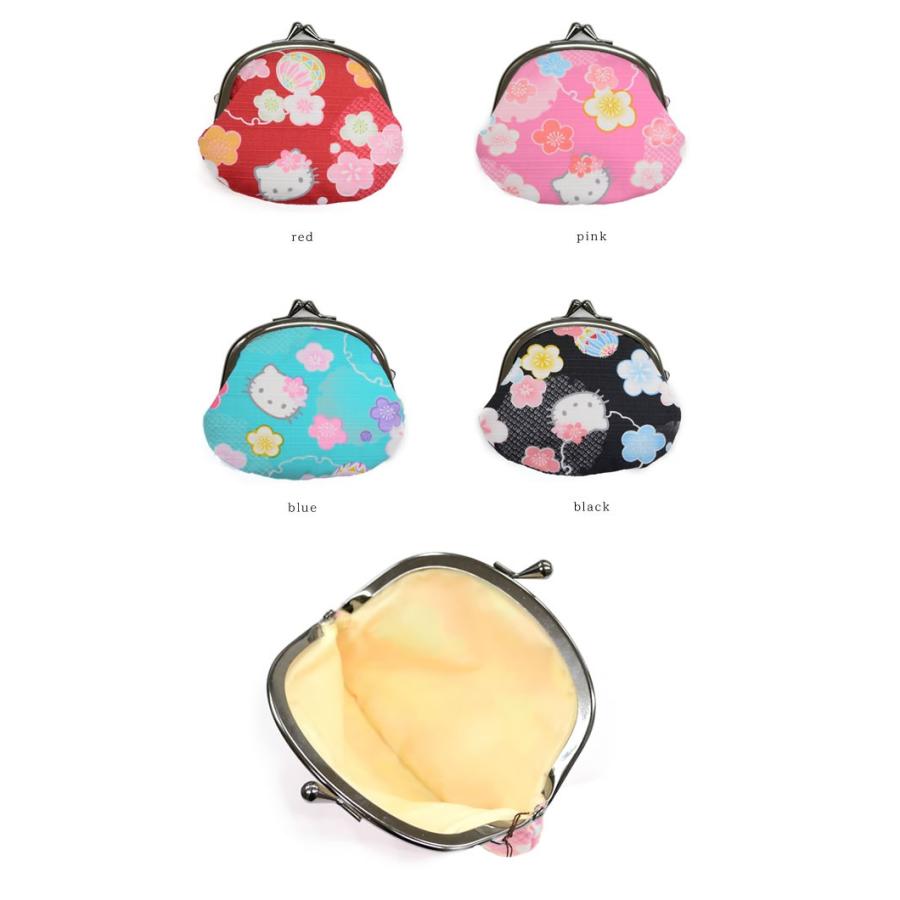 ハローキティ がま口 コインケース 小銭入れ 和柄 赤 ピンク 黒 水色