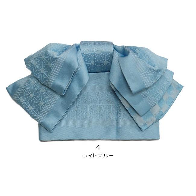 水色と焦げ茶の朝顔柄作り帯 友禅帯揚げ 二色立別ぼかし 黄枯茶（きがらちゃ）／浅葱色