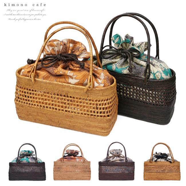 Un プチプラ Deux 竹かご バッグ ファッション ひまわり 夏 巾着 浴衣 夏 プチプラ 籠 ブラウン オレンジ