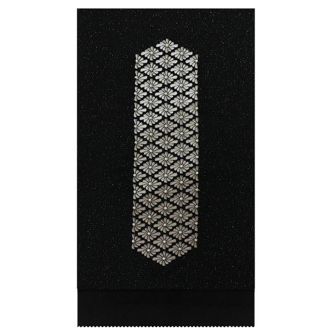 振袖用帯揚げ 菊菱グラデーション 金ラメちりめん 黒 くすみカラー  