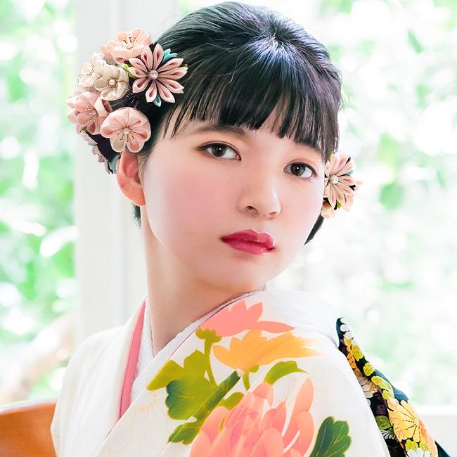 kimono cafe（キモノカフェ） 振袖用 髪飾り 桜のつまみ細工髪飾り2点