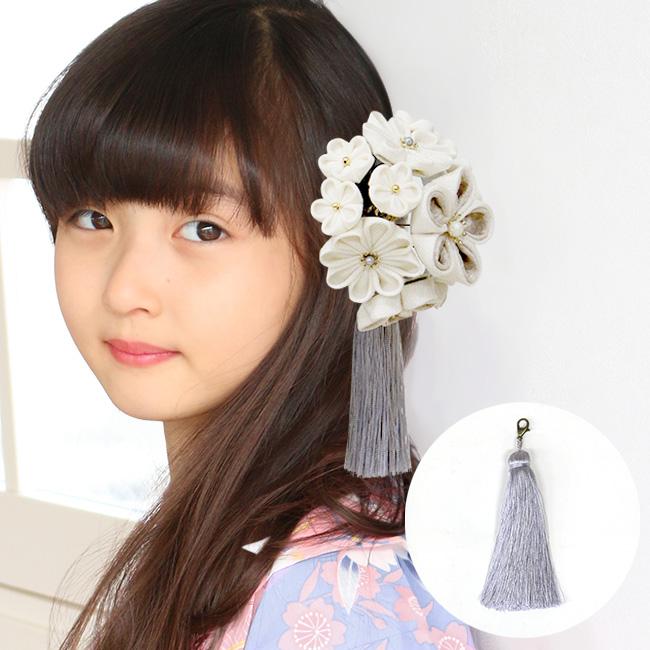 kimono cafe 七五三 髪飾り 七歳 女の子 つまみ細工とベルベットリボン 