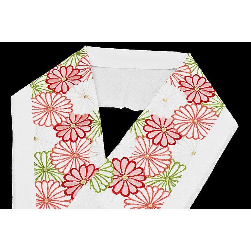 半衿 半襟 振袖 成人式 刺繍 白地 菊 花 金糸 礼装用半衿 結婚式 礼装