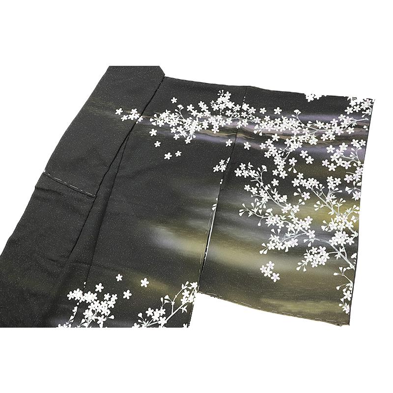 訪問着 富士山 世界文化遺産 日本シリーズ 結婚式 礼装用 桜 水面 黒地