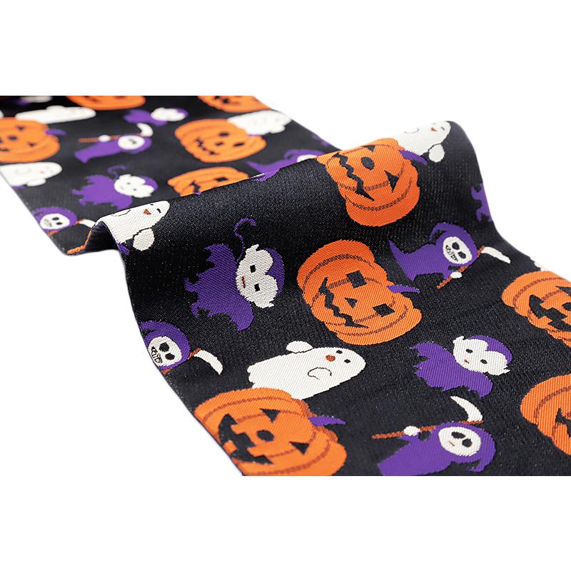 半幅帯 浴衣帯 ゆかた帯 桐生織 ポリエステル 黒地 ブラック  