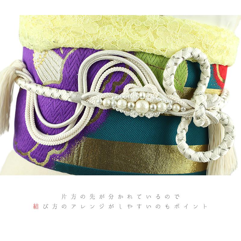 日本製 [絹100%] 渡敬謹製 三分紐 源氏レース (濃色) 黄色 イエロー