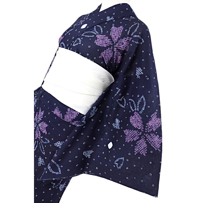 しつけ付き　有松絞り　紺地　花 しつけ付き 有松絞り 紺地 花