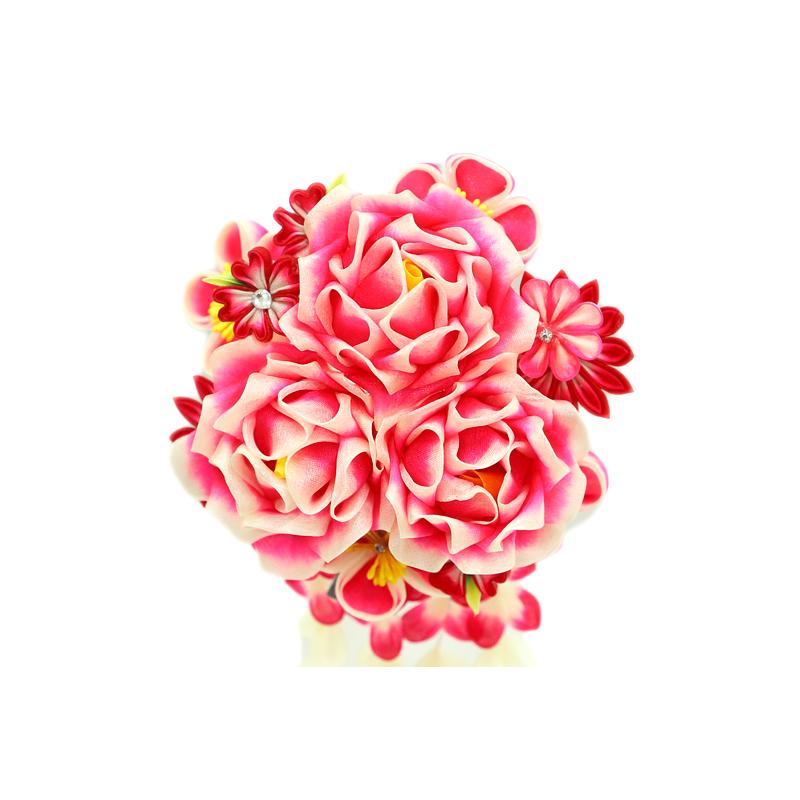 部品本体別売 髪飾り 成人式 振袖 前撮り 袴 花 赤 ピンク 白 オフホワイト グラデーションカラー つまみ細工 下がり 藤 ビラ 鈴 鈴付き ラインストーン かんざし No 12 0164 本日特売日 Studymaterial Oureducation In