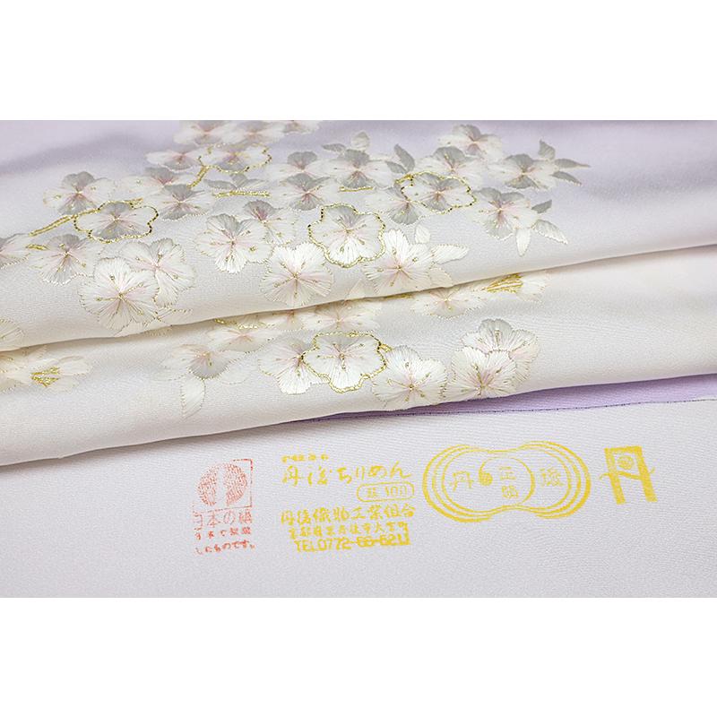 訪問着 手刺繍 正絹 薄紫 桜 未仕立て 仮絵羽 フォーマル 礼装用 着物 