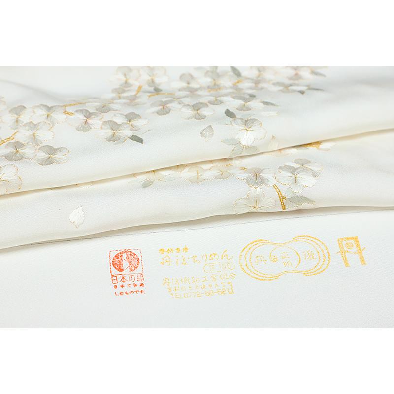 訪問着 手刺繍 総刺繍 正絹 白地 桜 未仕立て 仮絵羽 着物 反物 訪問着 手刺繍 総刺繍 正絹 白地 桜 未仕立て 仮絵羽 着物 反物
