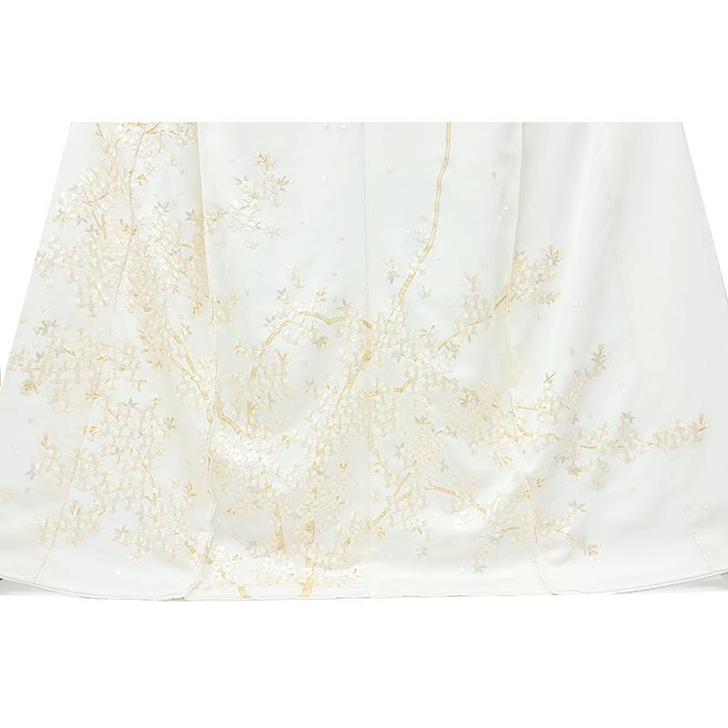 訪問着 手刺繍 総刺繍 正絹 白地 桜 未仕立て 仮絵羽 着物 反物 訪問着 手刺繍 総刺繍 正絹 白地 桜 未仕立て 仮絵羽 着物 反物
