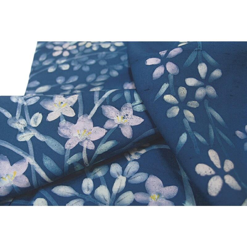 中古 訪問着 紬 紬の訪問着 手描き 枝垂桜 梅雨芝 藍 クリーム色 桜色 