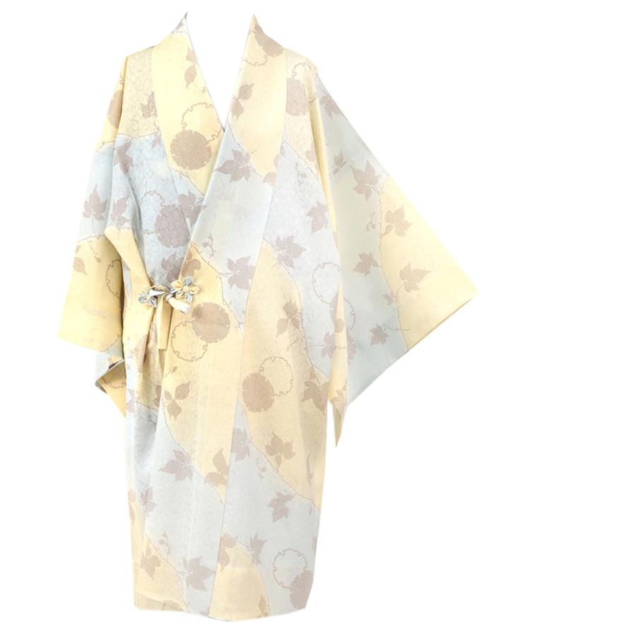 道中着 ロング 長い 紋紗 春 3 0307 道中着 塵除け 正絹 ぼかし染め 友禅染め ぼかし染め スリーシーズン 長い 薄黄色 クリーム 水色 雪輪 蔦 お仕立て上がり 長羽織 お洒落着 おしゃれ No 3 0307 3 0307 六華ricca