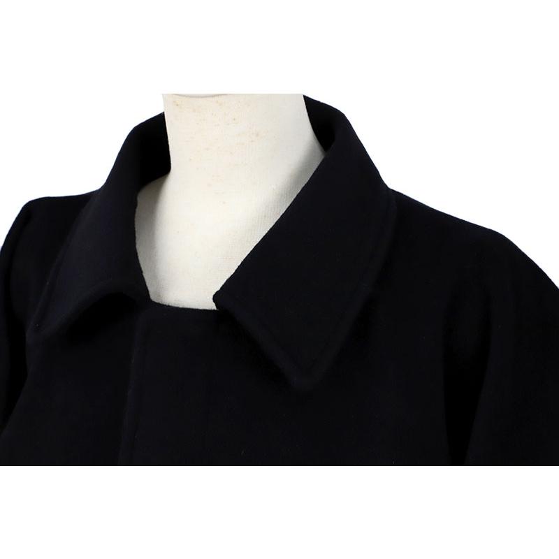 和装コート 角袖 カシミヤ混 黒 ロング メンズ Lサイズ 日本製 着物 道行コート 長羽織 防寒 厳寒 秋冬 おしゃれ かっこいい No.3-0722の画像