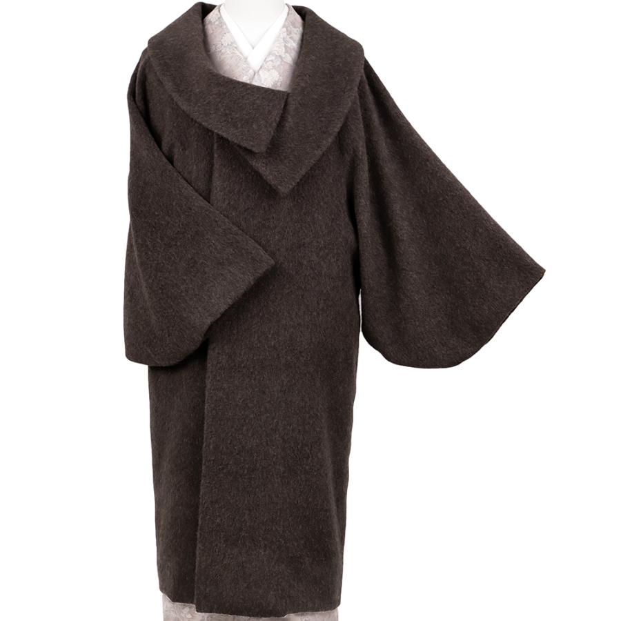 和装コート ブラウン アルパカ 混 ロング フリーサイズ ロール衿 礼装