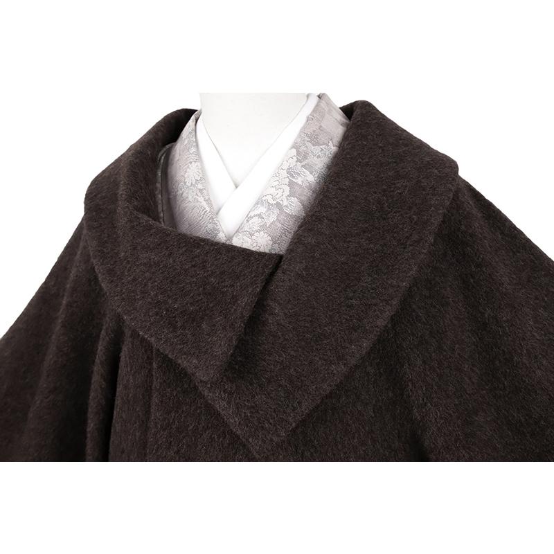 和装コート ブラウン アルパカ 混 ロング フリーサイズ ロール衿 礼装