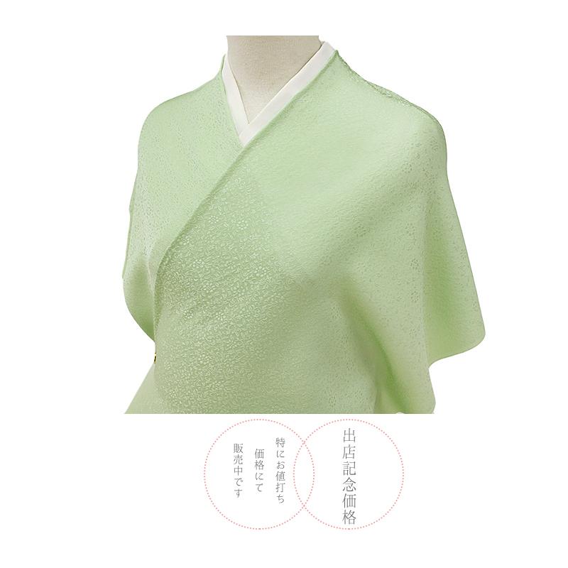 色無地 正絹 反物 万葉色花火 薄 淡 薄緑 若竹色 黄緑 花唐草 最丹後