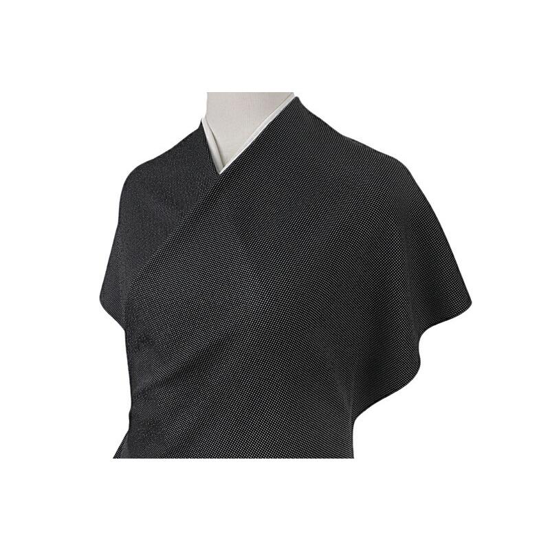 江戸小紋 小紋 伊勢型写し 角通し 正絹 黒地 ダークグレー グレー 重要  