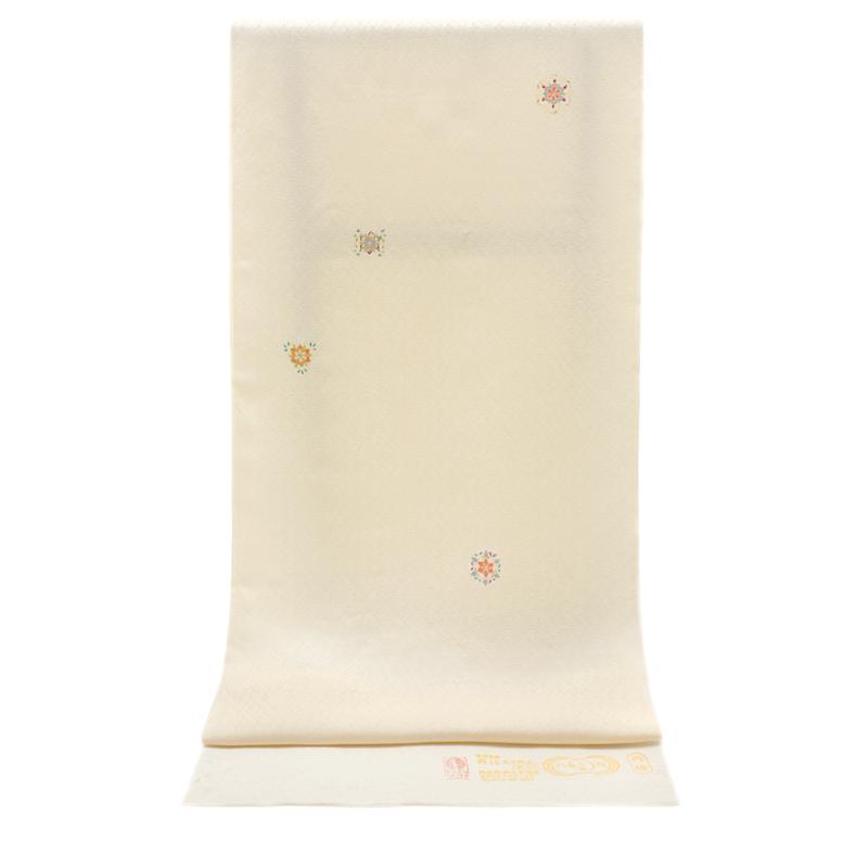 小紋 反物 正絹 黄色 生成り クリーム色 華文 和柄 友禅染 綸子 型友禅  