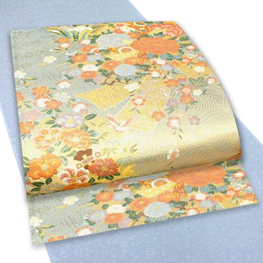 レディース 正絹 袋帯 【季節の花々 鳳凰 宝づくし】