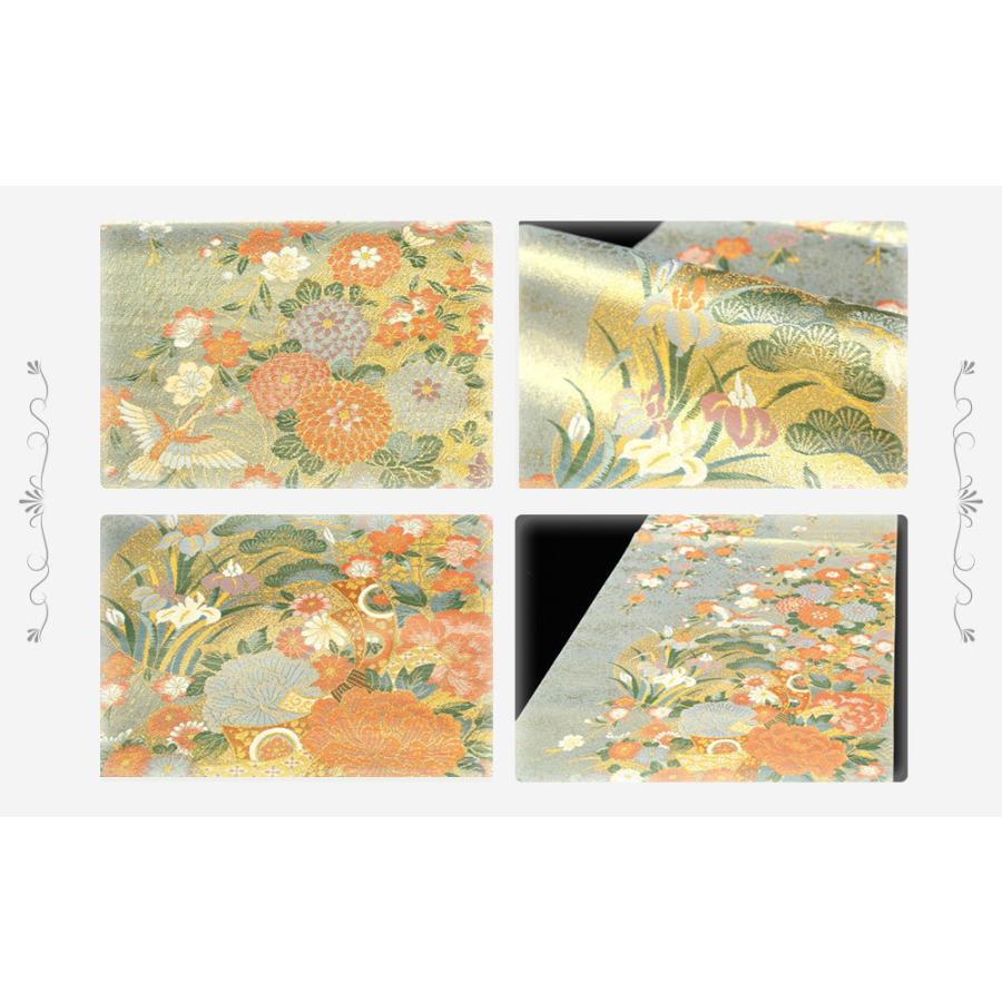 レディース 正絹 袋帯 【季節の花々 鳳凰 宝づくし】