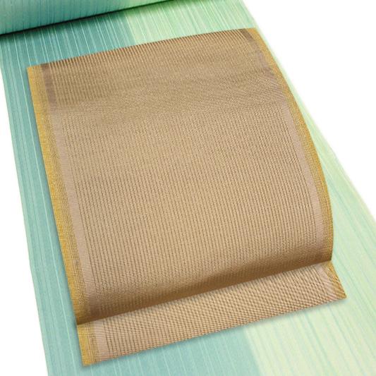 袋帯 ひなや風 ベージュ色地 正絹 未仕立て 着物 No.5-0325 : 六華