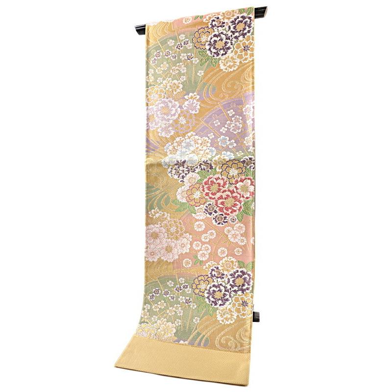 袋帯 西陣織 大光 正絹 唐織 金 花 桜 牡丹 菊 流水 扇 和柄 おしゃれ