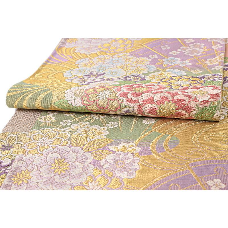 袋帯 西陣織 大光 正絹 唐織 金 花 桜 牡丹 菊 流水 扇 和柄 おしゃれ