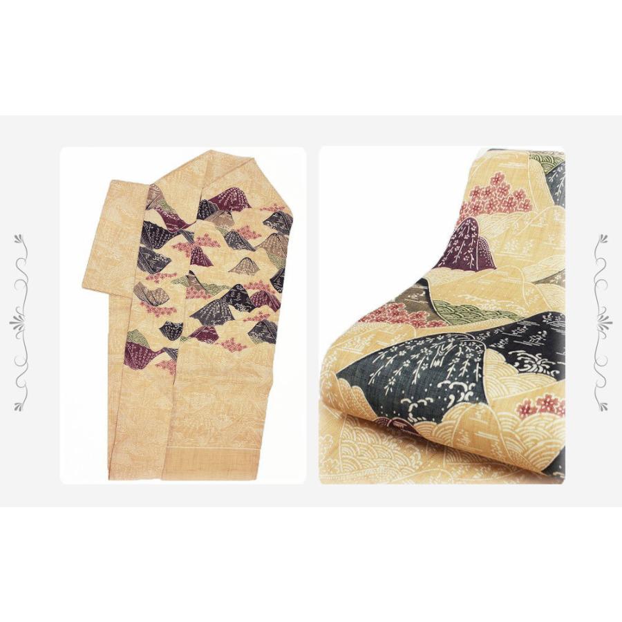 栗山吉三郎 名古屋帯 栗山紅型 和染紅型 紅型染 肌色 山波 桜模様 九寸