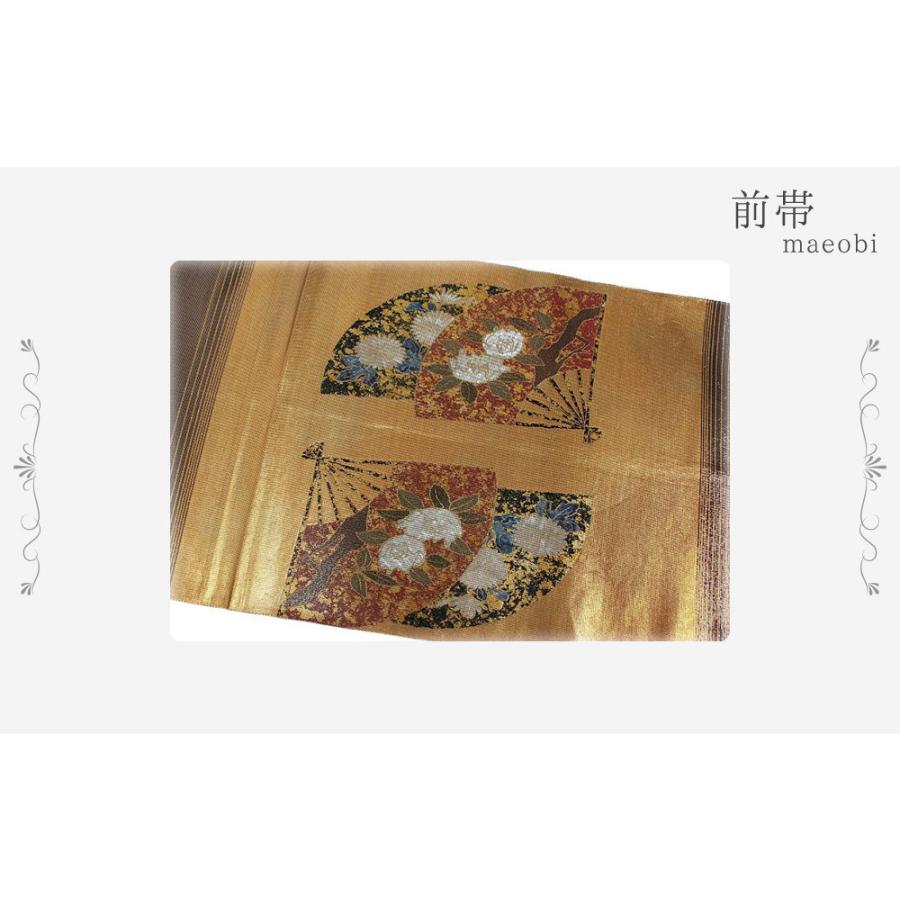 袋帯 着姿写真 青箔 波紋 六通柄 お仕立て込み