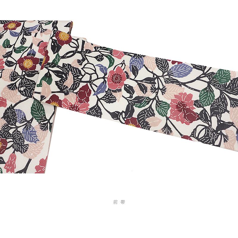 栗山紅型　名古屋帯 栗山吉三郎 名古屋帯 和染紅型 紅型染 渋薄ピンク 山茶花 No.6-0875