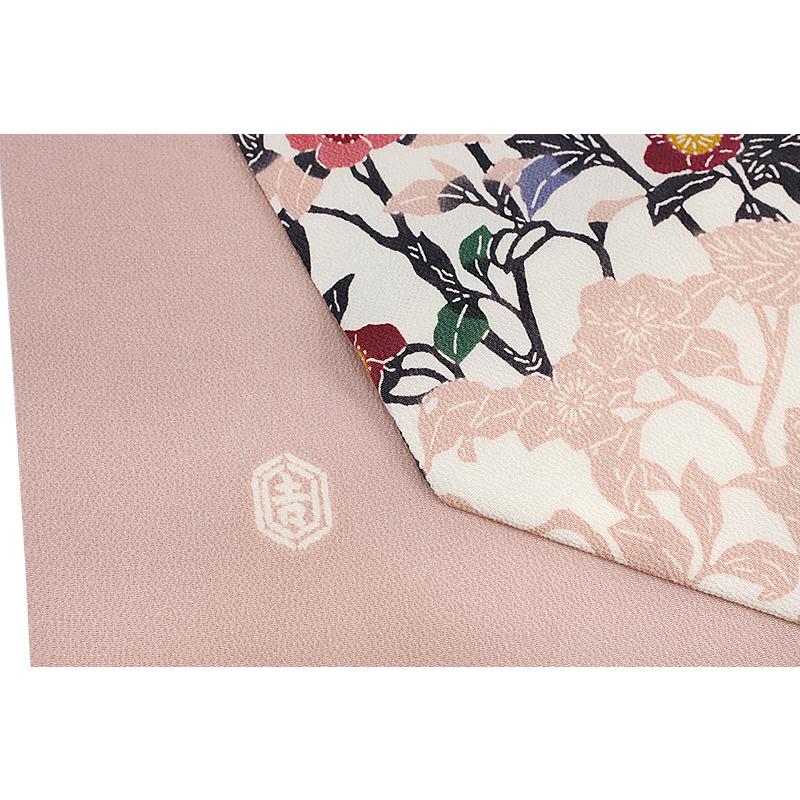 栗山紅型　名古屋帯 栗山吉三郎 名古屋帯 和染紅型 紅型染 渋薄ピンク 山茶花 No.6-0875