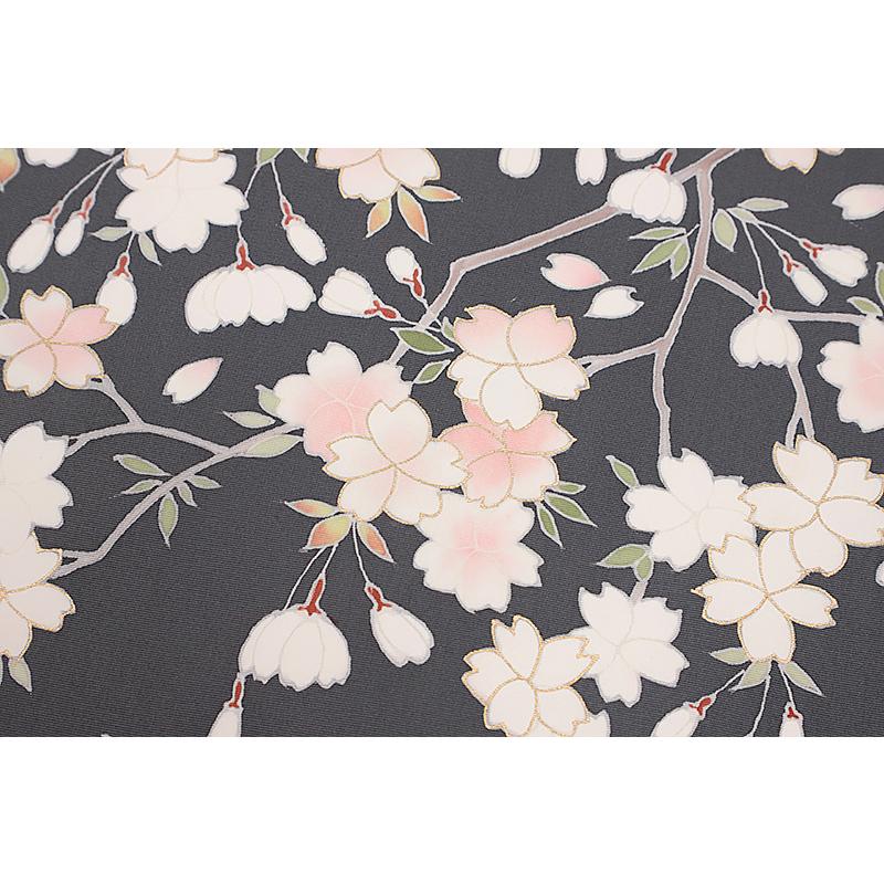 名古屋帯 絹菱 友禅染 正絹 グレー 桜 最駒塩瀬 五泉 新品 名古屋帯 絹菱 友禅染 正絹 グレー 桜 最駒塩瀬 五泉 新品