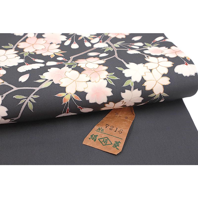 名古屋帯 絹菱 友禅染 正絹 グレー 桜 最駒塩瀬 五泉 新品 名古屋帯 絹菱 友禅染 正絹 グレー 桜 最駒塩瀬 五泉 新品