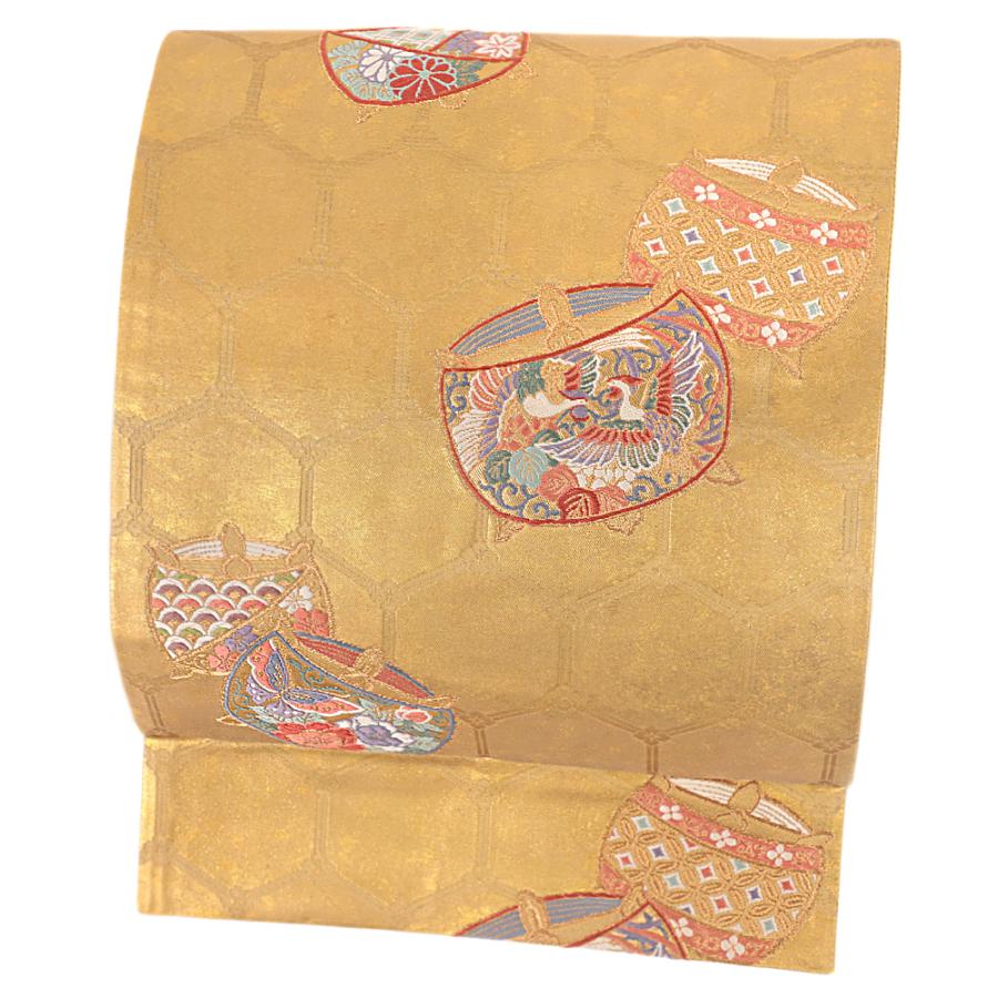 独創的 付け帯 作り帯 お太鼓 ワンタッチ帯 軽装帯 二部式 袋帯 リサイクル 正絹 唐織 金 糸巻 苧環 亀甲 花 菊 牡丹 楓 紅葉 青海波 波 蝶 No 6 1134 魅力的な Softservo Co Jp