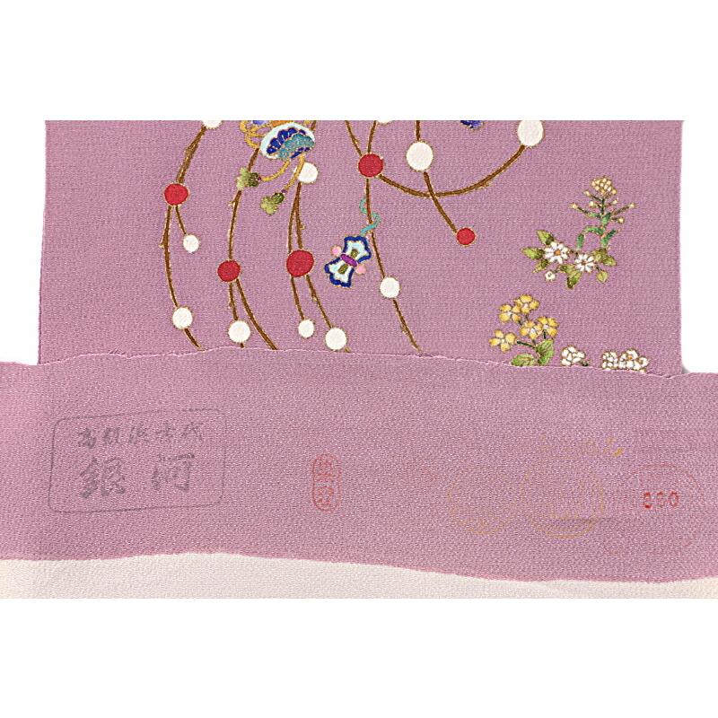名古屋帯 山口美術織物 西陣織 正絹 浜ちりめん 銀河 紫 赤紫 菖蒲色