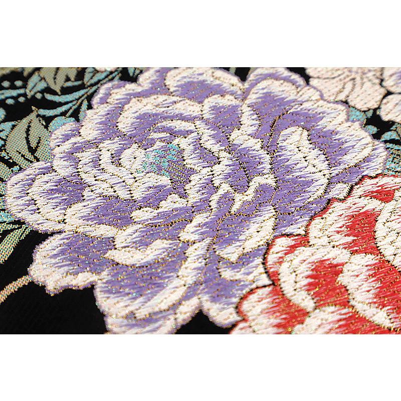 【専用】◼︎C1206◼︎オーダー品 高級袋帯 正絹 花唐草 ラメ糸 紫 中古 袋帯 振袖用 正絹 唐織 金 ラメ糸 黒地 ピンク 紫 黄緑 白 水色