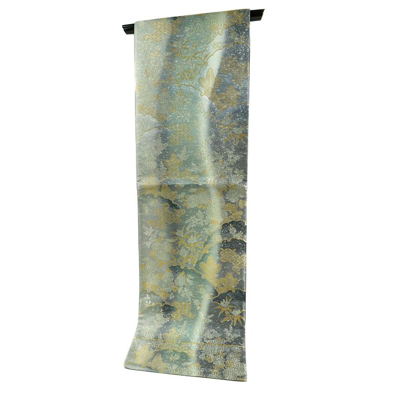 新品未使用正絹 六通袋帯 西陣織【七宝 黒】 No.1709