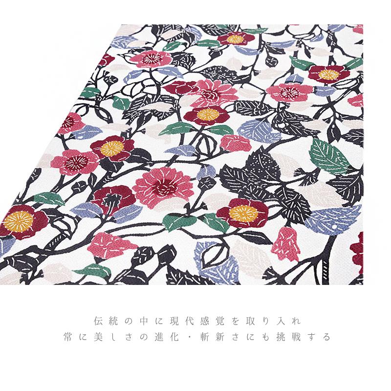 栗山吉三郎 九寸名古屋帯 栗山紅型 和染紅型 紅型染 ベージュ 薄ピンク 桜 牡丹 浜ちりめん お洒落着 着物 カジュアル かわいい No.6-1835の画像