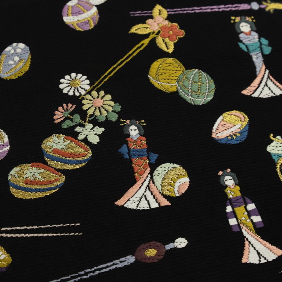 袋帯 山下織物 正絹 黒地 優彩好日紋 唐織 仕立て上がり 礼装用 セミ