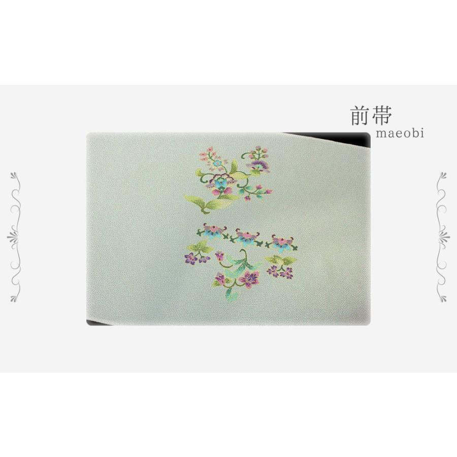 名古屋帯 岡重 九寸 薄水色地 水色 花唐草 金 金彩加工 正絹 浜