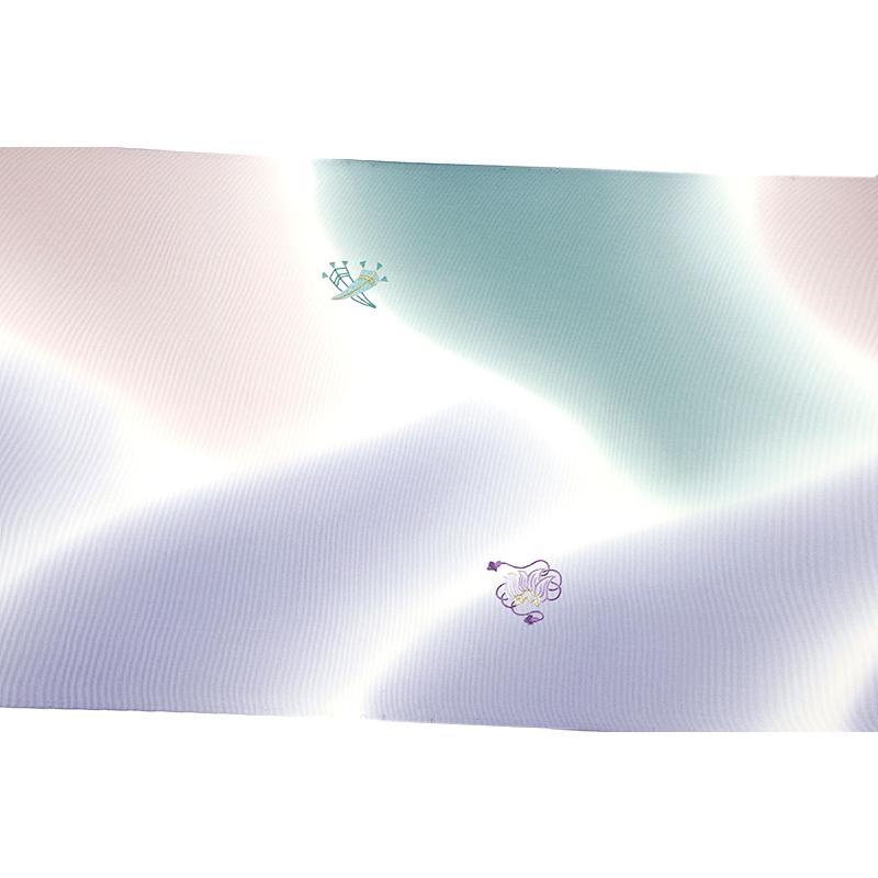 加賀友禅　反物 加賀繍 加賀友禅 名古屋帯 九寸 友禅染 紫 白 緑 ピンク 正絹 反物 未